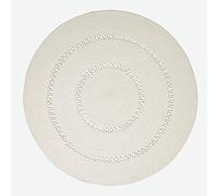 HOMESCAPES Tappeto tessuto piatto in cotone traforato, tappeto rotondo beige, 120 cm