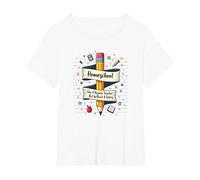 Homeschool Mamma: Insegnante Senza Stipendio Educazione Divertente Maglietta, Donna Plus-Size, Bianco, 1X