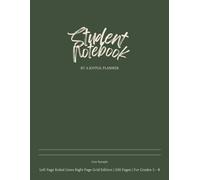 Homeschool Student Notebook | Ruled Lines | Dark Green: Left Page With Ruled Lines, Left Page Grid | 100 Pages | Grades 3 - 8