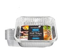 Homeshopa - Vassoi in alluminio da 20 cm, confezione da 20 contenitori quadrati usa e getta, ideali per preparare i pasti, cuocere, grigliare, arrostire, congelare e conservare alimenti da asporto,