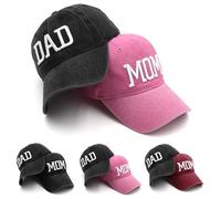 homeSlik Cappelli per Mamma e papà Regali per la Mamma Cappelli Ricamati per Uomo Donna Berretto da Baseball Regolabile Nuovi Genitori Regali per Coppie, Cappello Nero papà e Cappello Rosa Mamma