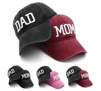 homeSlik Mom And Dad Hats Cappellino da Baseball, Cappello Nero per papà e Cappello Rosso per Mamma, Taglia Unica Unisex-Adulto