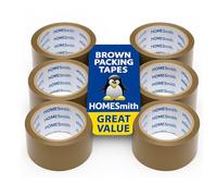 HomeSmith 6 rotoli di nastro adesivo marrone per pacchi, 48 mm x 50 m, nastro adesivo per casa, ufficio, spedizione e traslochi