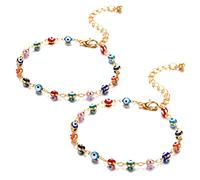HomeSoGood 2PCSBeads - Catena da piede con ciondoli regolabili, da donna, stile bohémien, in zinco, senza pietre preziose