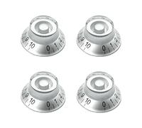 HomeSoGood 4 pomelli per chitarra elettrica per basso volume, forma di cappello controllo di sintonizzazione della velocità argento con numeri neri interruttore in plastica per Les Paul LP