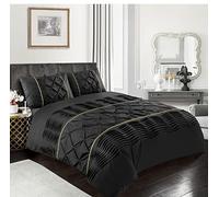 Homespace Direct Eleanor Lux Pin Tuck - Set copripiumino nero super king con lacci