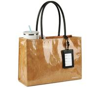 HOMESPON Borsa di totalizzatore del PVC per le donne della borsa della carta kraft con la borsa della spalla dello zip della maniglia superiore per il lavoro, Marrone, 15 inches