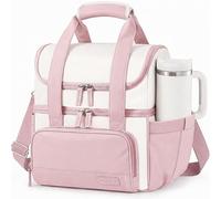 HOMESPON Borsa termica per pranzo da donna, uomo, con doppio scomparto impermeabile, con tracolla regolabile e porta bicchieri, borsa per il pranzo da lavoro pic-nic, da viaggio