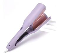 Homessencials Curling Iron Wand, 32mm Dual Barrel for Waves & French Curls, Negative Ionic Technology & Ceramic Heating for Smooth 24H Lasting Hair, Fast Heat-Up, 4 Temp Settings, Anti-Scald (Purple)