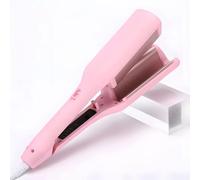 Homessencials Curling Iron Wand, 32mm Dual Barrel for Waves & French Curls, Negative Ionic Technology & Ceramic Heating for Smooth 24H Lasting Hair, Fast Heat-Up, 4 Temp Settings, Anti-Scald (Pink)