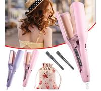 Homessencials Hair Styling Tool with Negative Ionic Technology, 3D Curling Iron for Quickly Creating Smooth Waves, 4 Gears Double-Sided Heating Lasting in 24 Hrs for Women (Pink)