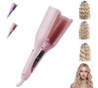 Homessencials Hair Styling Tool with Negative Ionic Technology, French Curls Iron, 32mm Curling, Quickly Creating Smooth Waves, 4 Gears Double-Sided Heating, for Travels And Home (Pink)