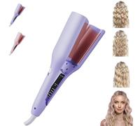 Homessencials Hair Styling Tool with Negative Ionic Technology, French Curls Iron, 32mm Curling, Quickly Creating Smooth Waves, 4 Gears Double-Sided Heating, for Travels And Home (Purple)