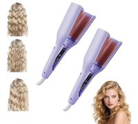 Homessencials Hair Styling Tool with Negative Ionic Technology, French Curls Iron, 3D Curling Iron for Quickly Creating Smooth Waves, 4 Gears Double-Sided Heating Lasting in 24 Hrs (Pruple * 2Pcs)