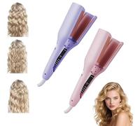 Homessencials Hair Styling Tool with Negative Ionic Technology, French Curls Iron, 3D Curling Iron for Quickly Creating Smooth Waves, 4 Gears Double-Sided Heating Lasting in 24 Hrs (Pink+Pruple)