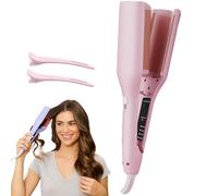 Homessencials Hair Styling Tool with Negative Ionic Technology, French Curls Iron, 4 Gears Double-Sided Heating, for Quickly Creating Smooth Waves (Pink)