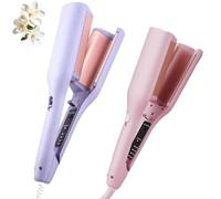 Homessencials Hair Styling Tool with Negative Ionic Technology, French Curls Iron, 4 Gears Double-Sided Heating, Quickly Creating Smooth Waves for Travel & Home (Pink + Purple)