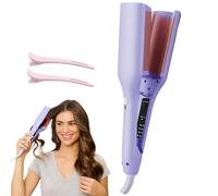 Homessencials Hair Styling Tool with Negative Ionic Technology, French Curls Iron, 4 Gears Double-Sided Heating, for Quickly Creating Smooth Waves (Purple)