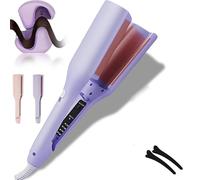 Homessencials Hair Styling Tool with Negative Ionic Technology,Homessencials 3D Curling Iron, Anti-Scald Wave Curling Iron, Wide Deep Waves 15s Heats Up Smooth Lasting (Purple)