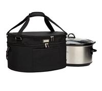 HOMEST Slow Cooker Travel Bag with Easy to Clean Lining, Insulated Carrier with Zippered Accessory Pocket, Carry Case Compatible with Crock Pot 6-8 Quart (Fit for 6-8 QT Crockpot Slow Cooker, Black