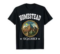 Homestead Squad off-Grid Living Foresta Cabina Amante della Natura Maglietta