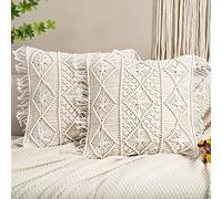 HomeSunshine Federa per cuscino in macramè, 100% cotone, realizzata a mano, per matrimonio, decorazione per la casa, dimensioni personalizzate, all'ingrosso e al dettaglio (B)