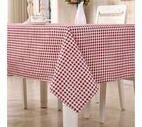 HomeT Tovaglia a Quadri Geometrica in Lino e Cotone Rossa a Quadretti Tovaglia Rossiccio per Tavolo Rettangolare (140x140cm)