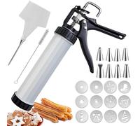 Homethrive Spremiagrumi per pasticceria a spruzzo, pressa churros maker pressa con 12 stencil, 8 beccucci e sac à poche per pasticceria