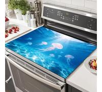 HOMETITUTE Coperture estive per fornello elettrico, 71 x 50 cm, motivo: meduse, arte oceanica, resistente al calore, in vetro, protezione decorativa per piano cottura, cucina, caffè, bar