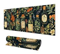 HOMETITUTE Tappetino per mouse grande, 80 x 30 cm, tappetino per mouse da gioco, botanico, farmacista, bottiglia di erbe aromatiche, antiscivolo, tappetino per mouse da scrivania, tappetino XL per