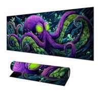 HOMETITUTE Tappetino per mouse grande, 80 x 30 cm, tappetino per mouse da gioco, con polpo al neon, arte del mare profondo, antiscivolo, tappetino per mouse XL, tappetino per mouse per casa, ufficio