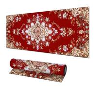 HOMETITUTE Tappetino per mouse grande, 80 x 30 cm, tappetino per mouse da gioco, lussuoso, rosso, arte ornamentale, antiscivolo, tappetino per mouse XL per casa, ufficio, laptop, accessori per mouse