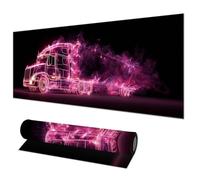 HOMETITUTE Tappetino per mouse grande, 80 x 30 cm, tappetino per mouse da gioco, motivo camion rosa neon antiscivolo, tappetino per tastiera da tavolo, tappetino XL per mouse per casa, ufficio, laptop