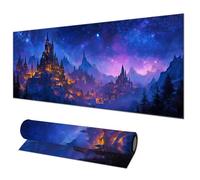 HOMETITUTE Tappetino per mouse grande, 80 x 30 cm, tappetino per mouse da gioco, motivo: castello notturno cielo artistico antiscivolo, tappetino per mouse XL per casa, ufficio, laptop, accessori per