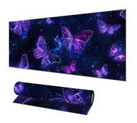 HOMETITUTE Tappetino per mouse grande, 80 x 30 cm, tappetino per mouse da gioco, motivo farfalla viola, antiscivolo, tappetino per mouse XL, tappetino per mouse per casa, ufficio, laptop, accessori