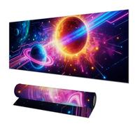 HOMETITUTE Tappetino per mouse grande, 80 x 30 cm, tappetino per mouse da gioco, pianeta al neon, energia cosmica, arte antiscivolo, tappetino per mouse XL per casa, ufficio, laptop, accessori per