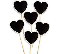 HomeTools.eu® - 6 cartelli classici per piante in legno, ideali per aiuole, erbe aromatiche e fioriere, stile rustico, lavagna scrivibile, 18 cm, a forma di cuore, set di 6