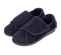 HomeTop Pantofole Uomo con Tallone Chiuso Corda Regolabili Vestibilità Larga Gancio e Occhiello Memory Foam Blu notte,46 EU