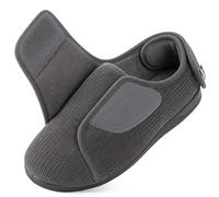 HomeTop Pantofole Uomo con Tallone Chiuso Corda Regolabili Vestibilità Larga Gancio e Occhiello Memory Foam Grigio carbone,45 EU