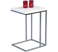 HomeTrends4You 581636 tavolino, seghetto, bianco/metallo cromato, 38 x 43 x 62,5 cm