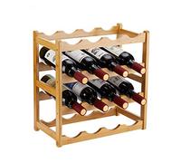 Homeva, scaffale per vino in bambù, robusto e resistente, per riporre vino, ripiano per dispensa, 4 ripiani per 16 bottiglie di vino