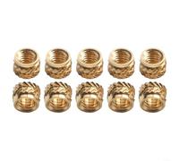 HomeVortex 10 inserti filettati in ottone M2-M6, dadi zigrinati per stampa 3D, stampaggio a iniezione e montaggio su PCB, boccole a vite in metallo dorato
