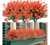 HomeVortex 12 mazzi di fiori artificiali, 35,5 cm, in plastica sintetica, con stelo in ferro, resistenti alle intemperie, per casa, matrimonio, giardino, decorazione per interni ed esterni (arancione)