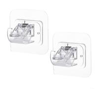 HomeVortex 2 supporti per aste per tende senza trapano per montaggio a parete, staffe in plastica trasparente per aste da doccia e binari da cucina, rimozione gratuita, 8 x 6 cm
