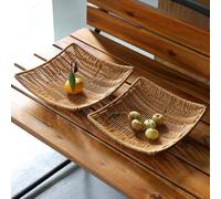 HomeVortex 2 vassoi per frutta in finta vite, 20 cm e 22 cm, design robusto a forma di U, realizzato a mano, impilabile, per frutta, verdura, pane, snack