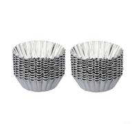 HomeVortex 20 stampi in alluminio per torte e cupcake, con rivestimento antiaderente, riutilizzabili, per torte, biscotti, pasticcini e budini, dimensioni assortite in argento (6,3 x 1,2 cm)