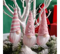 HomeVortex 3 ornamenti natalizi a forma di gnomo lavorato a maglia, senza volto, in peluche, decorazioni per albero di festa, in morbido feltro, per la casa e le feste (A)