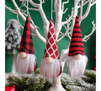 HomeVortex 3 ornamenti natalizi a forma di gnomo lavorato a maglia, senza volto, in peluche, decorazioni per albero di festa, in morbido feltro, per la casa e le feste (B)