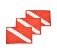 HomeVortex 3 toppe ricamate con bandiera subacquea, termoadesive da cucire, in poliestere, per snorkeling, zaini, cappelli, 6,2 x 4,1 cm, rosso, blu (rosso)