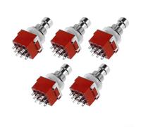 HomeVortex 3PDT - Interruttore a pedale per chitarra, confezione da 5 pezzi, interruttore di bloccaggio ON/ON per effetti a pedale, nero, rosso, blu, rame, Stompbox (rosso)